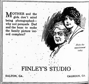 Advertisement for Finley's Studio; North Georgia Citizen [Dalton GA] 10 July 1919 p.2