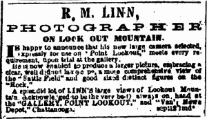 This advertisement placed by R. M. Linn in the Augusta [GA] Chronicle, ran Sept. 12 - ??, 1865
