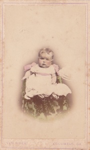 Hand-tinted carte-de-visite of May L. Hanserd (?), Aug. 24, 1867, by Van Riper, Columbus, GA; collection of E. Lee Eltzroth
