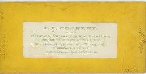 Back mark of a stereo by J. F. Coonley, ca. 1868