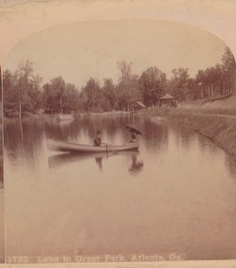 Lake in Grant Park, Atlanta, Ga., detail of stereo view by Roberts & Fellows, ca. 1885