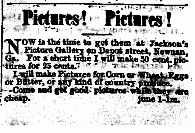 Jackson's Picture Gallery Newnan adv.15June1876