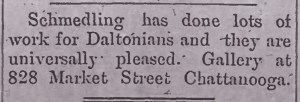Advertisement of M.E. Schmedling in the (Dalton, GA) North Georgia Citizen, June 20, 1895 p.2 c.3