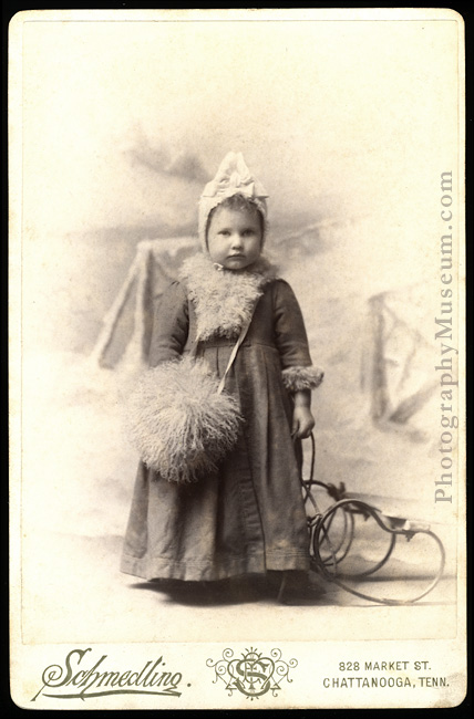 wintercabinetcardschmedlinggirlwithtoysleighWMKchattanooga650