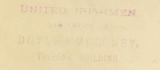 Launey & Goebel back detail 1888 United Irishmen stamp