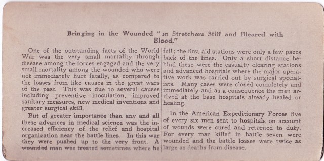 Keystone View Co. stereo Wounded WWI c1918 back